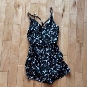 Floral Black Romper